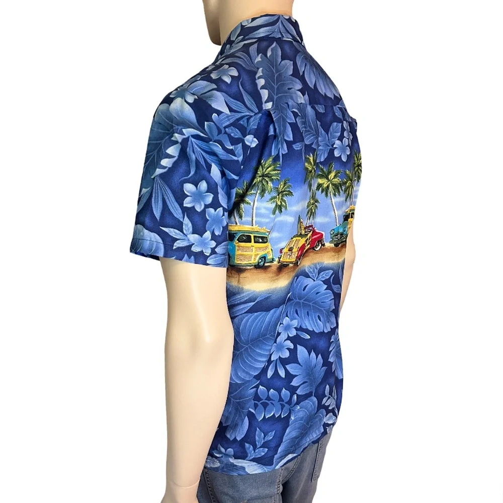 AL HA Republic Hawaiian Shirt Tiki Vintage 90s Chemise Woody Wagons Surf Boards - Picture 8 of 15